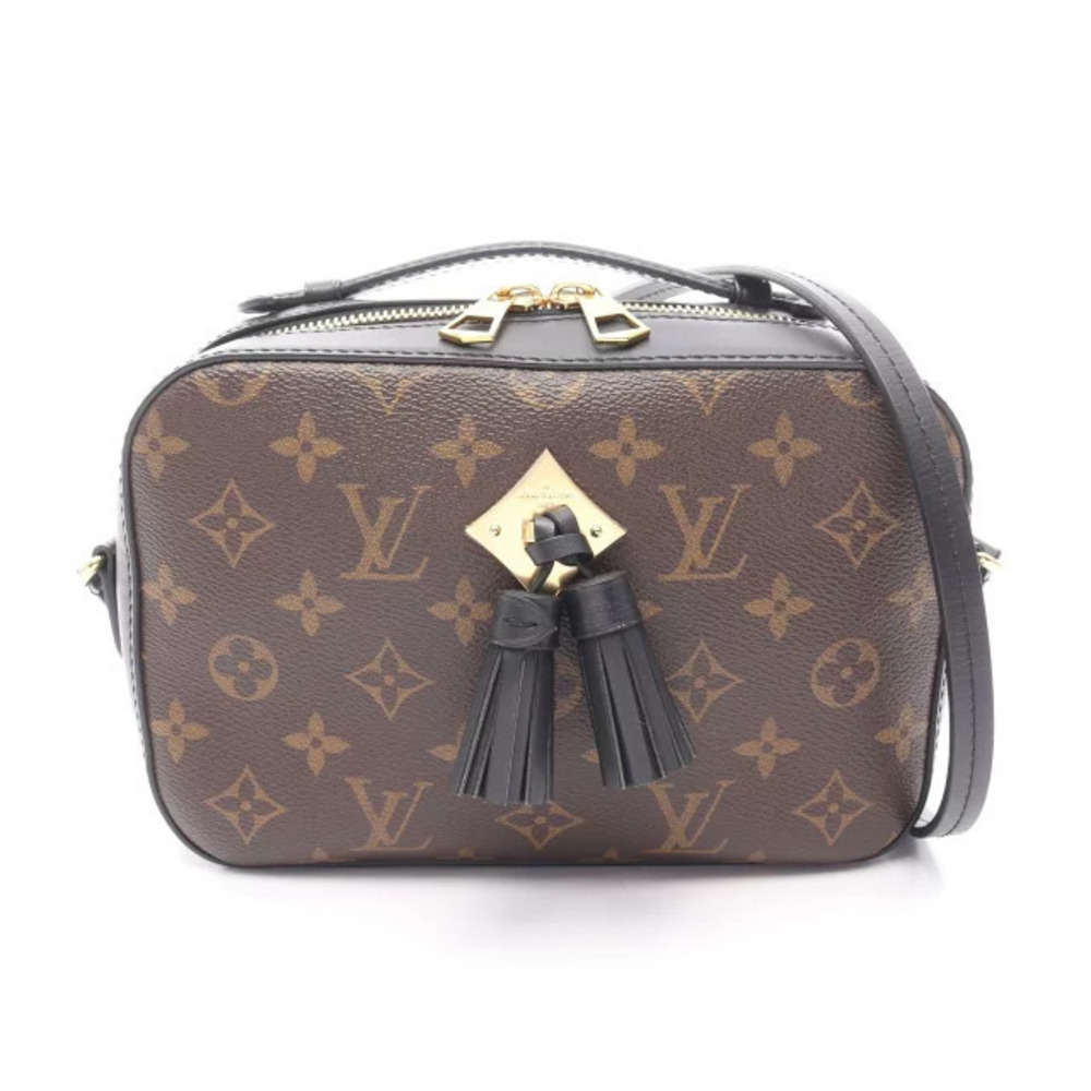 Louis Vuitton Saintonge Shoulder Bag Canvas Leather Monogram Brown Black